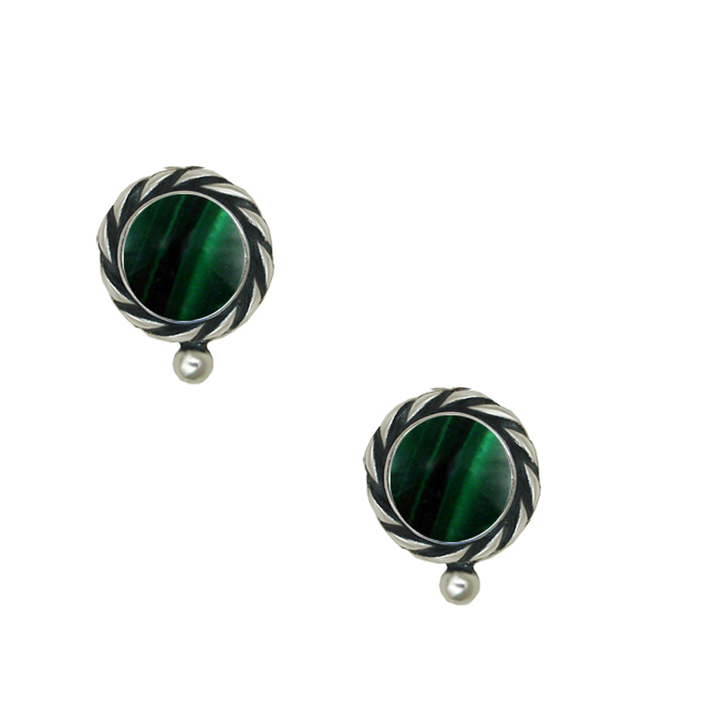 Sterling Silver Malachite Post Stud Earrings